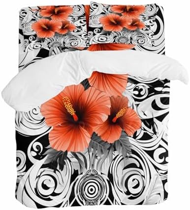 ZOE GARDEN Orange Flowers Duvet Cover Set Twin Size