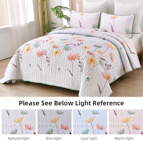 Dinjoy Floral King Size Quilt Set 3 Pieces