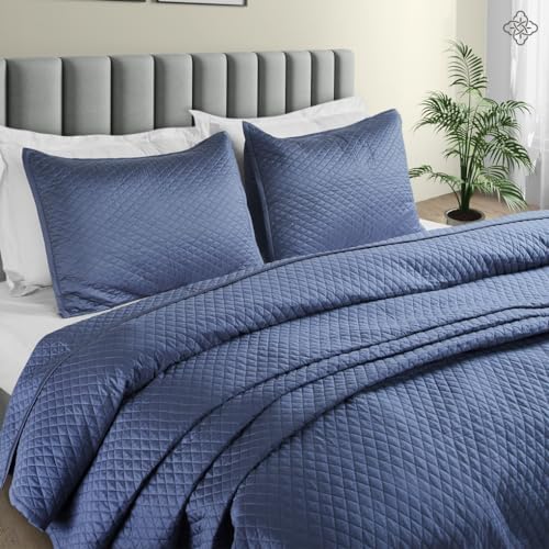 BIOWEAVES Organic Cotton Quilt Twin Set - GOTS Certified Diamond Stitched