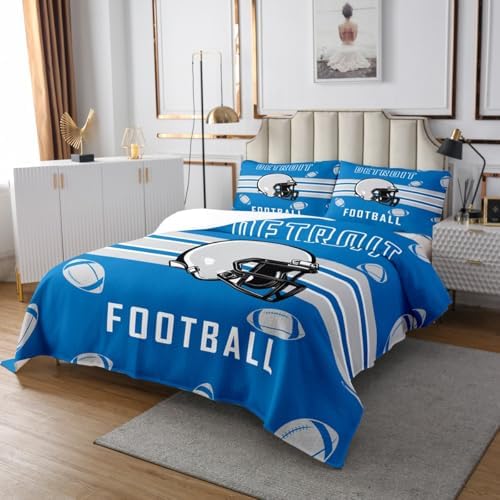 Feelyou Blue American Football Coverlet Set Twin Size