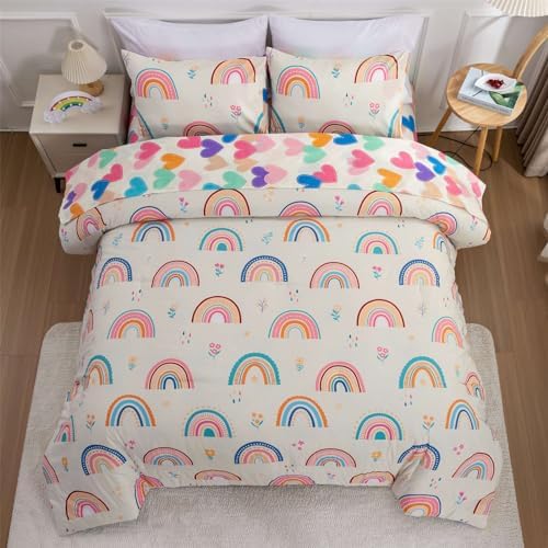 Btargot 5 Piece Rainbow Comforter Set for Kids