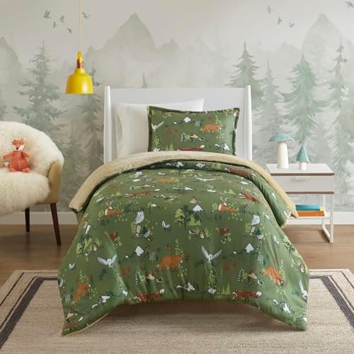 MI ZONE Kids Fluffy Comforter Set with Forest Animals