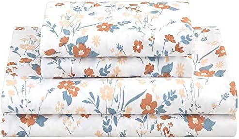 Softan Orange Floral Twin Sheet Set - 3 Piece