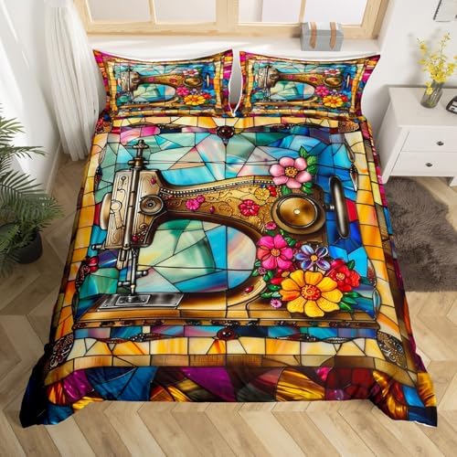 Manfei Retro Floral Duvet Cover Set Twin Size