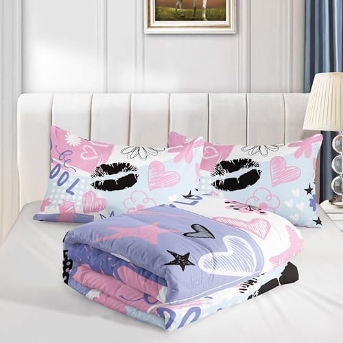 Kids Comforter Set with Cute Doodles Printed Pattern