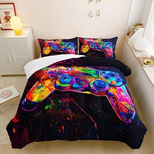 OUIXOTIC 3D Gaming Comforter Set for Boys Full Size