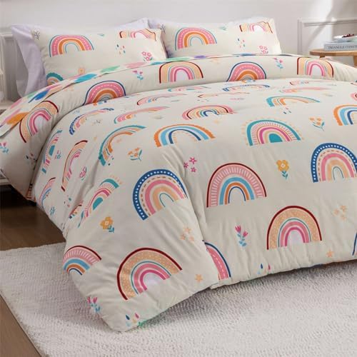 Btargot 5 Piece Rainbow Comforter Set for Kids