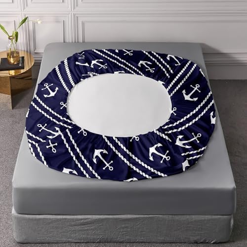 QOOMO Anchor Stripe Nautical Bedding Set