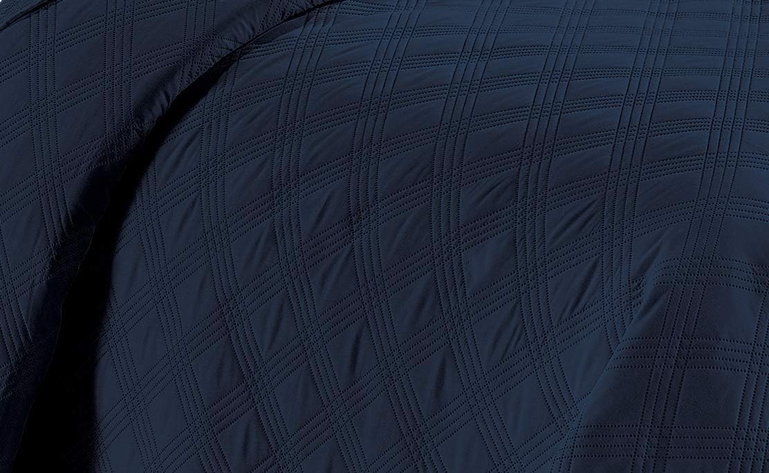 Fancy Linen 3pc Embossed Coverlet Bedspread Set - KingCalifornia King Navy Blue
