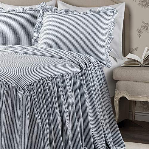 Lush Decor Ticking Stripe Bedspread 3 Piece Set King Navy