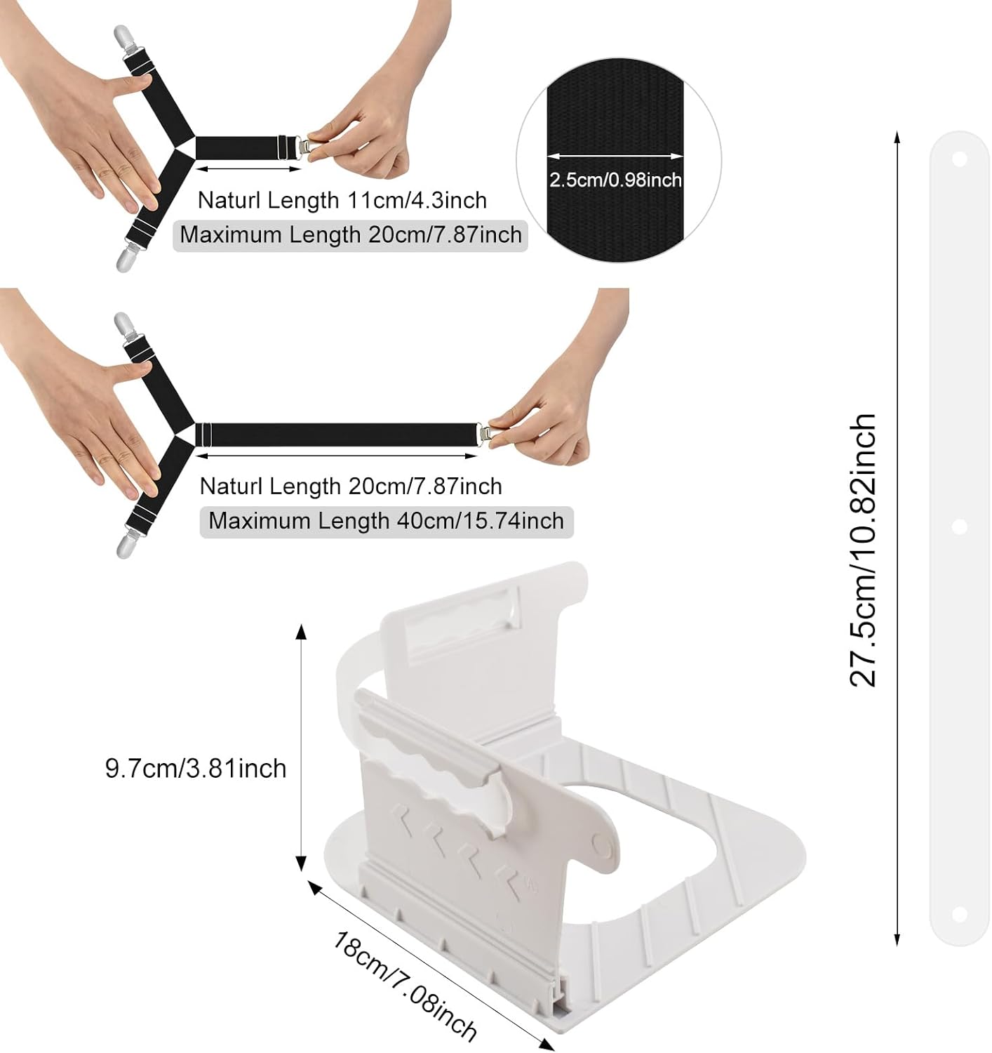 Heuihm Bed Sheet Holder Set 4PCS with Lock Strip