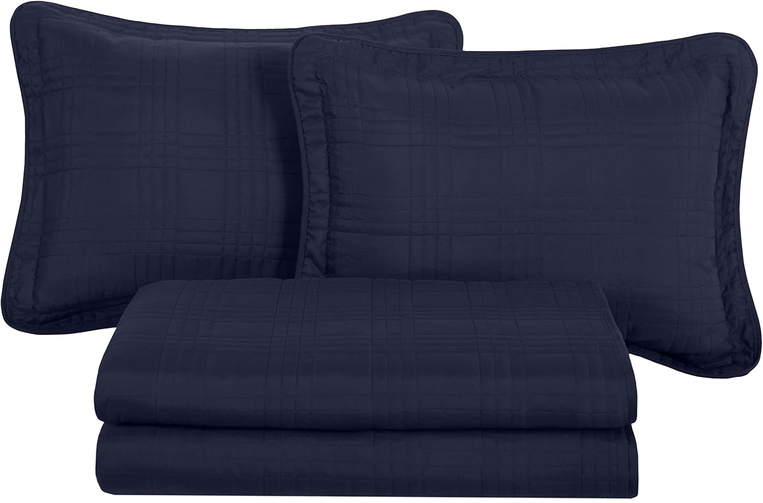 Chezmoi Kingston Queen Bedspread Set 3-Piece Navy