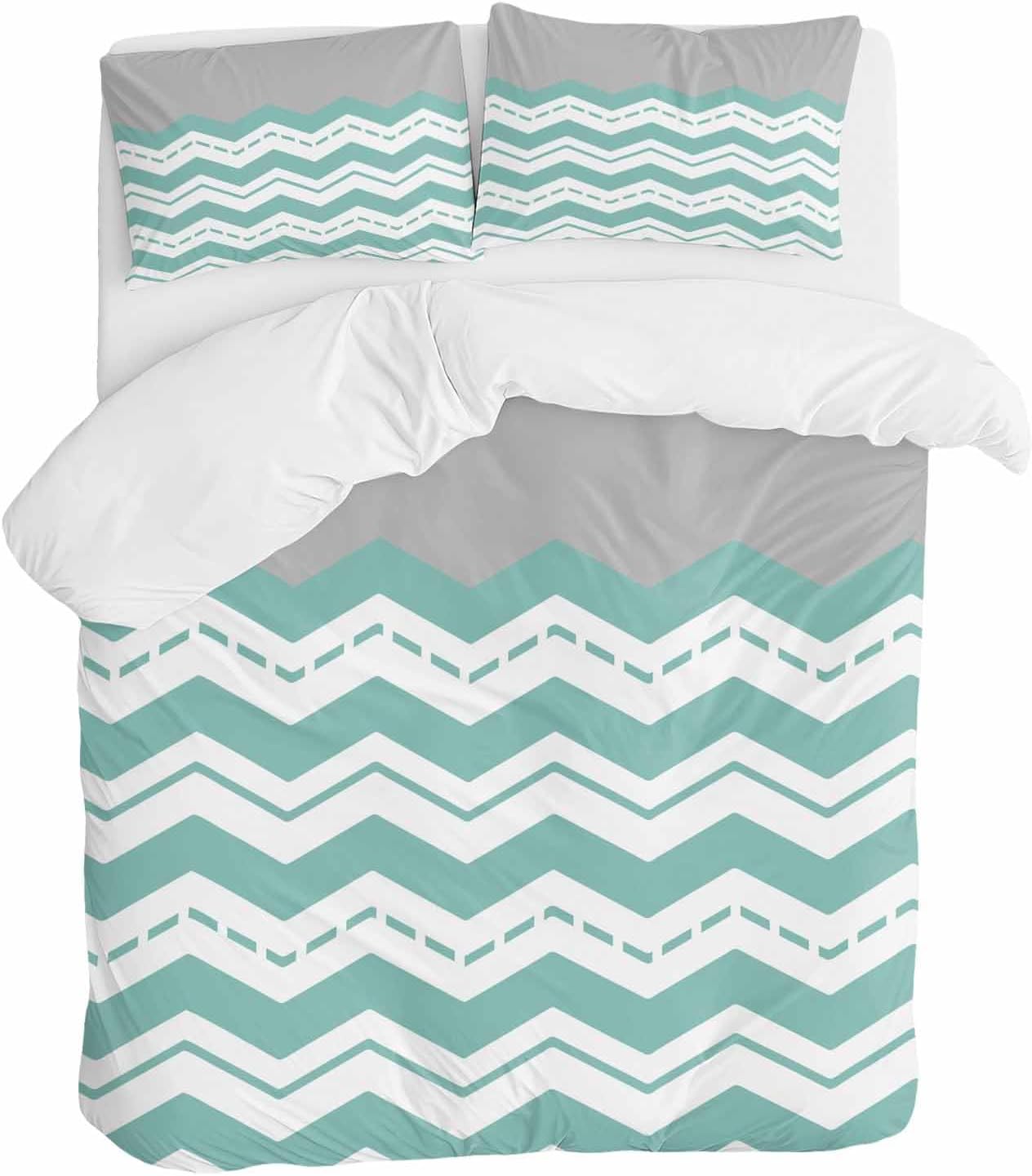 ZOE GARDEN Turquoise Chevron Duvet Cover Set