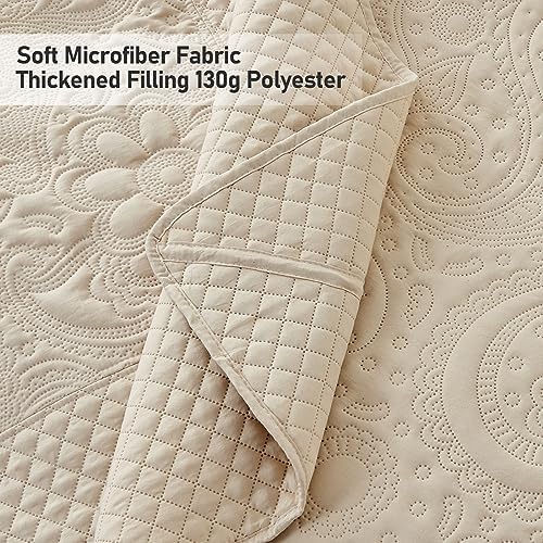 Qucover Alaska King Bedspread Set 3 Piece Paisley Microfiber