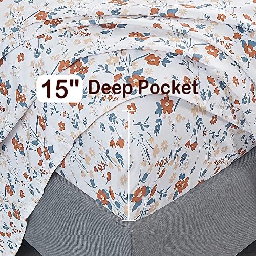 Softan Orange Floral Twin Sheet Set - 3 Piece