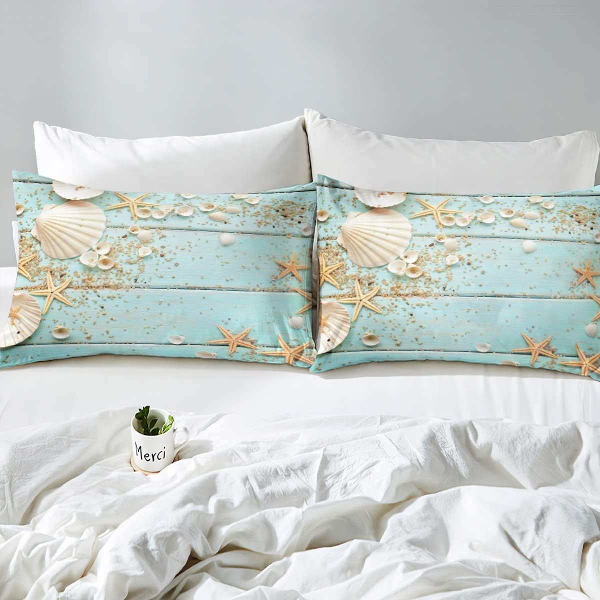 Homewish Seashell Starfish Queen Fitted Sheet Set