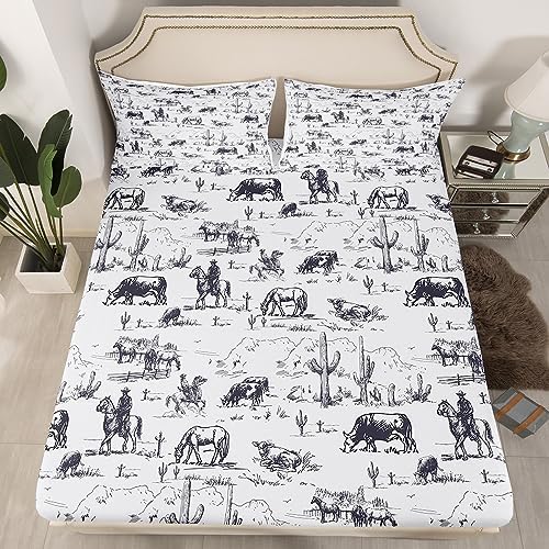 Feelyou Western Queen Size Bed Sheet Set with 3D Print Design