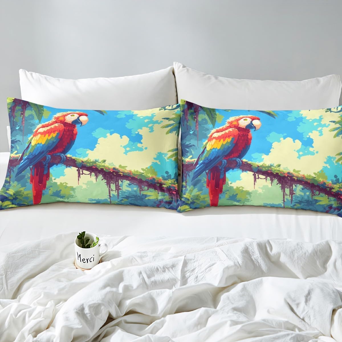 Feelyou Colorful Parrots Duvet Cover Set 3Pcs 1