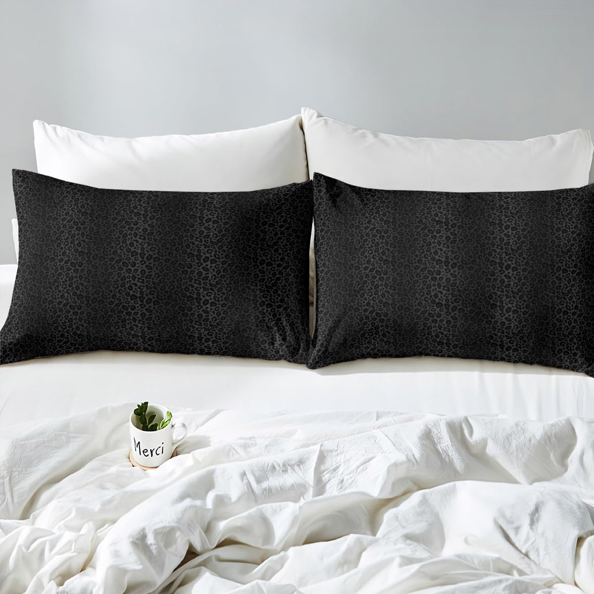 Castle Fairy Black Leopard Print King Size Bed Sheet Set