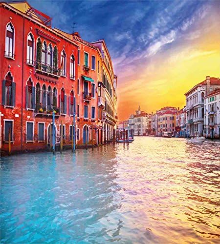 Ambesonne Italian Duvet Cover Set with Venice Canal Print