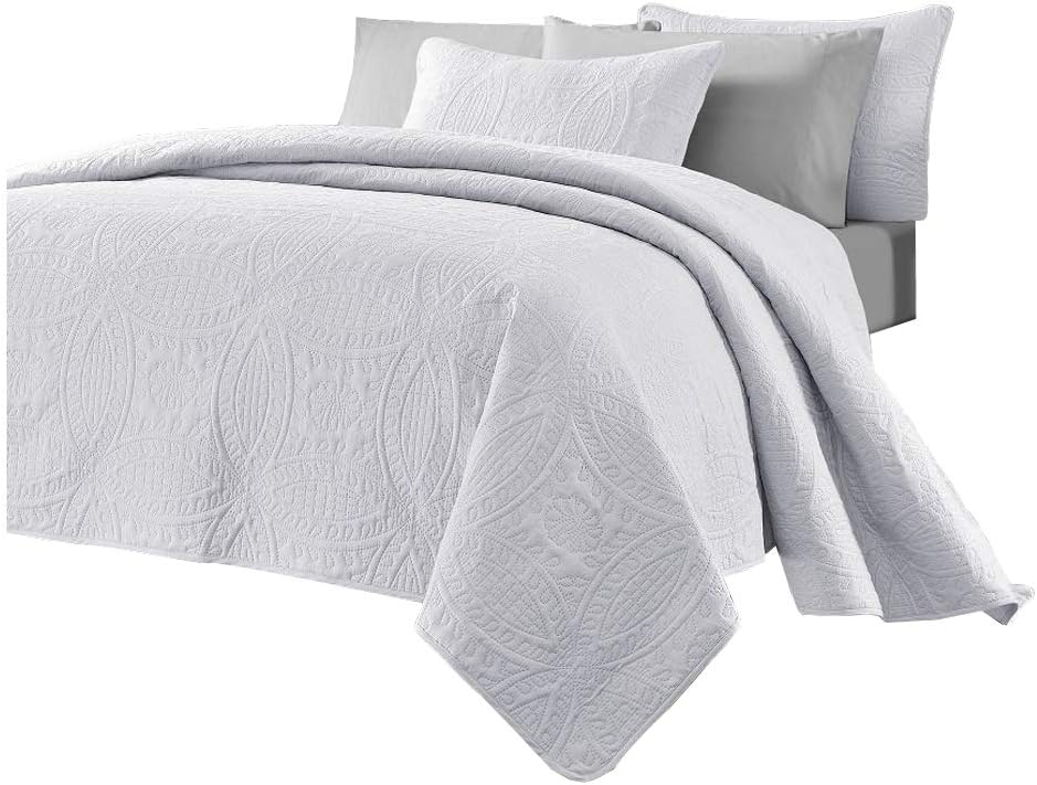 Chezmoi Collection 3-Piece Bedspread Set King White