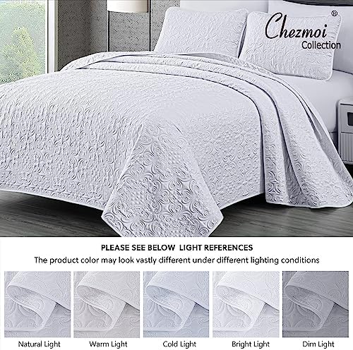 Chezmoi Luca 3-Piece Bedspread Set King Size White