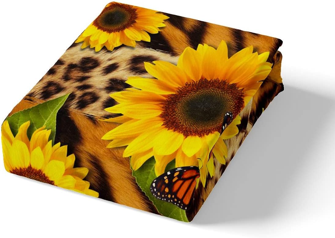 Manfei Brown Leopard Print Queen Sheet Set 4pcs