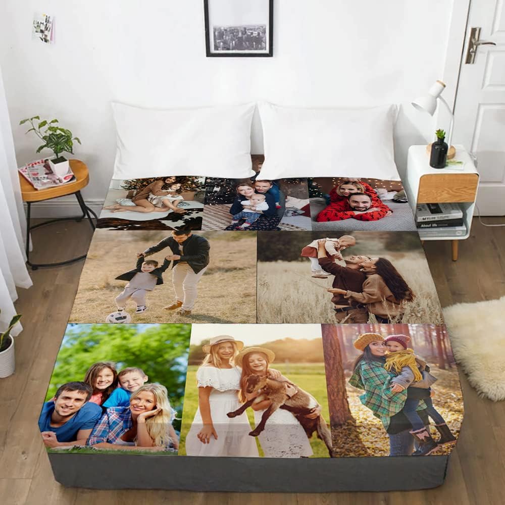 Custom Fitted Sheet with 8 Photos - Personalized Bed Sheet DIY