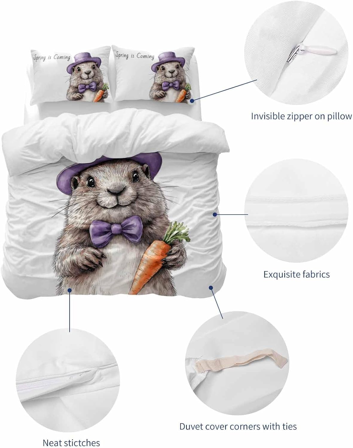 ZOE GARDEN Groundhog Day Cal King Duvet Cover Set