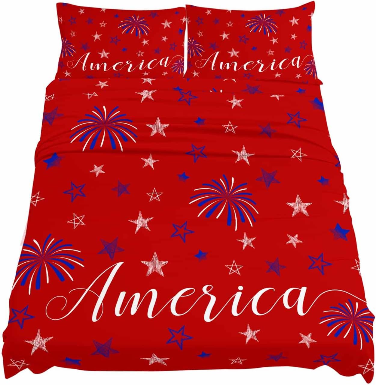 Boanket Red 4th of July Full Sheet Set 4 Piece