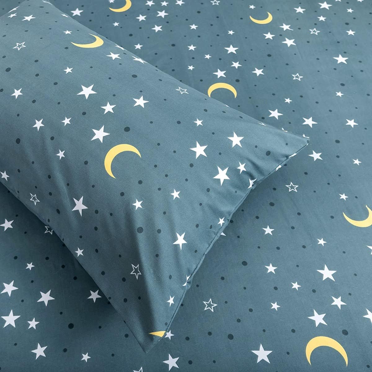 Jejeloiu 4 Piece Star Moon Bed Sheet Set King Size