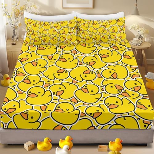 ARIGHTEX Yellow Rubber Duck Fitted Sheet Set Queen 3 Pc