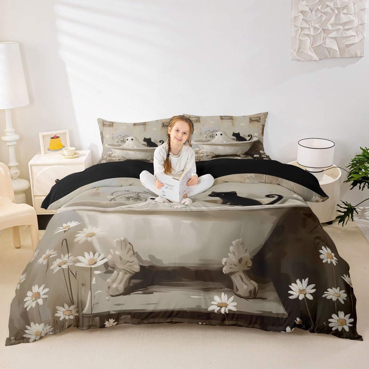Manfei Halloween Ghost Duvet Cover Set Twin Size