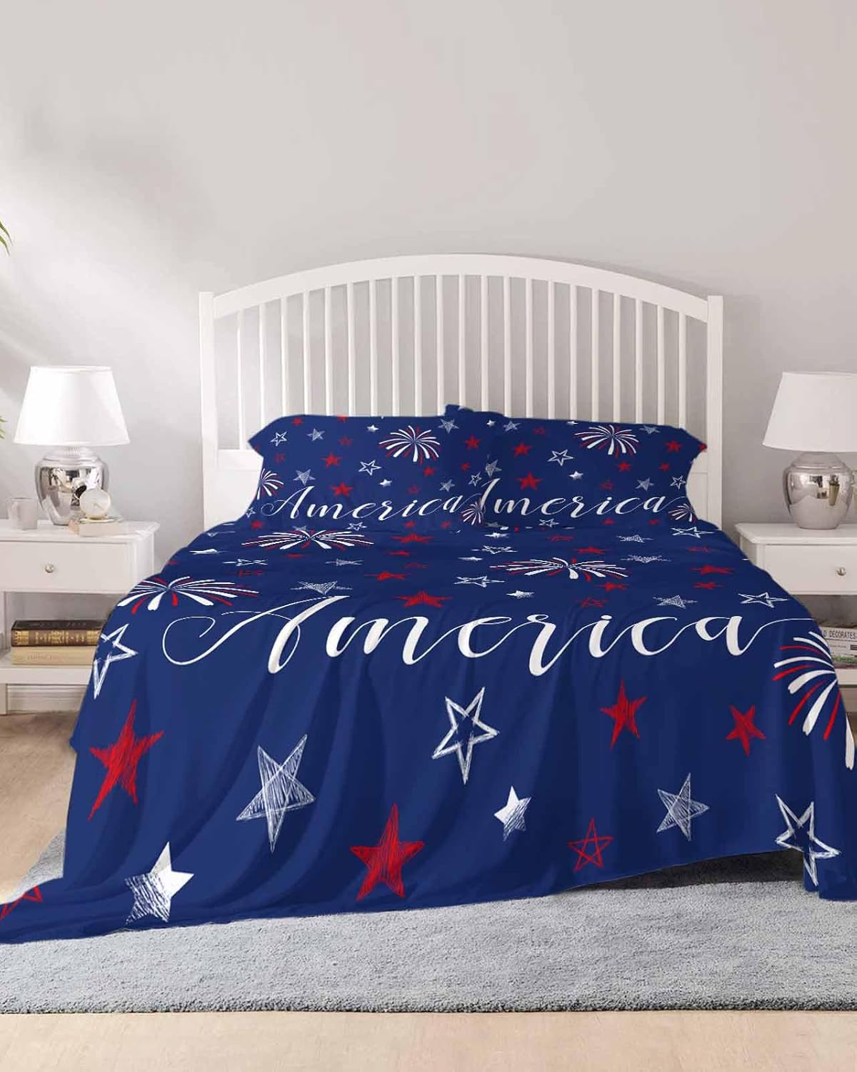 Boanket 4th of July Full Sheet Set 4 Piece Microfiber