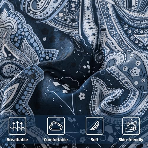 DJY Navy Paisley Comforter Set California King 7 Piece