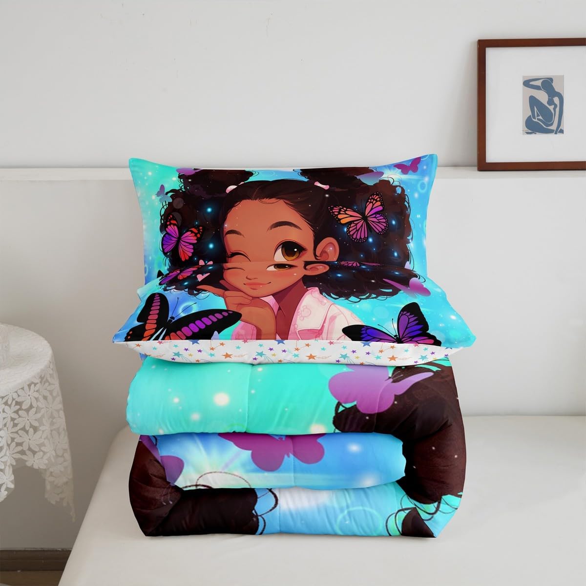 Cute Black Girls Comforter Set - Full Size