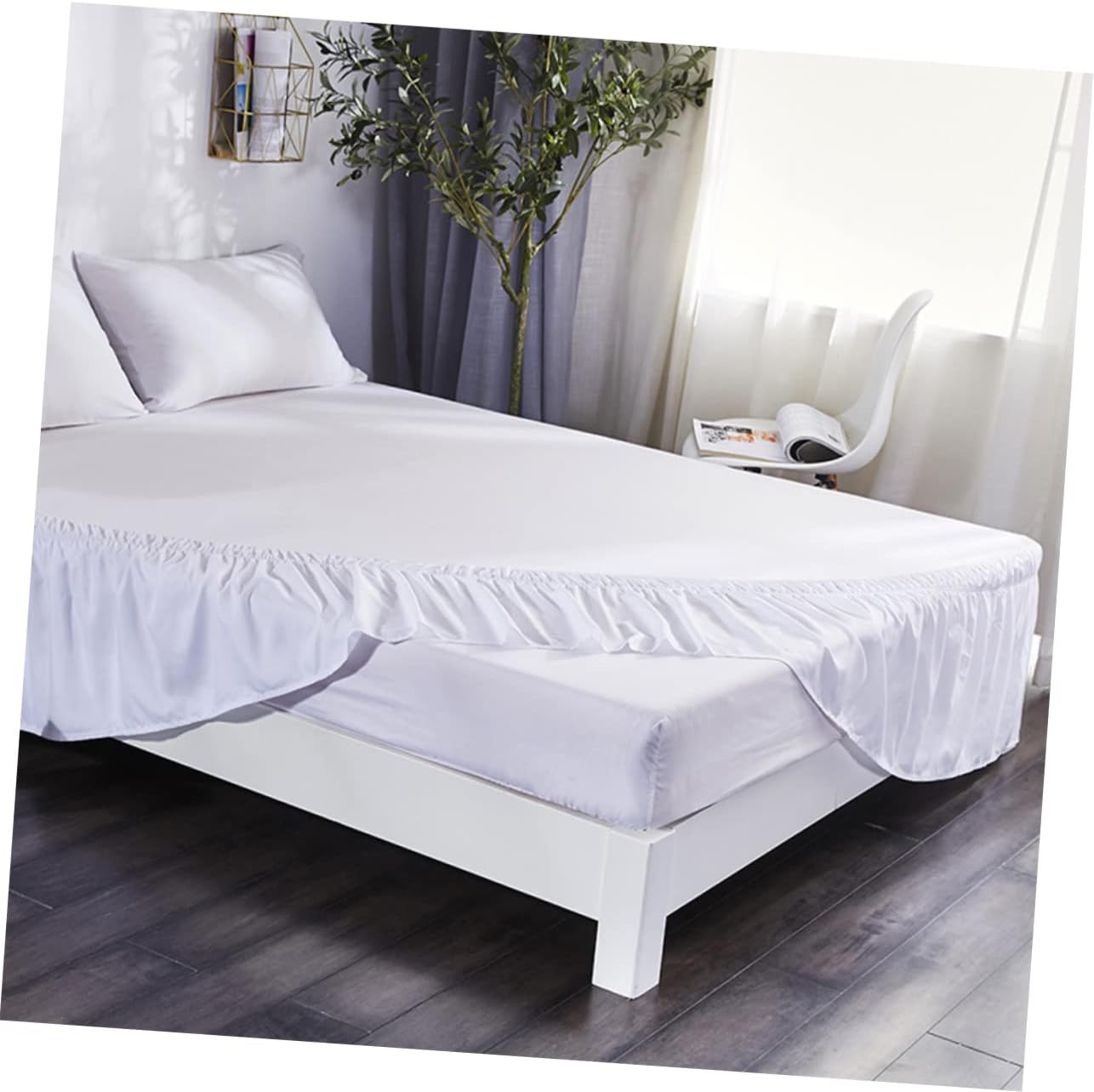 GAROZATION Elastic Dust Bed Skirt with Pleated Design