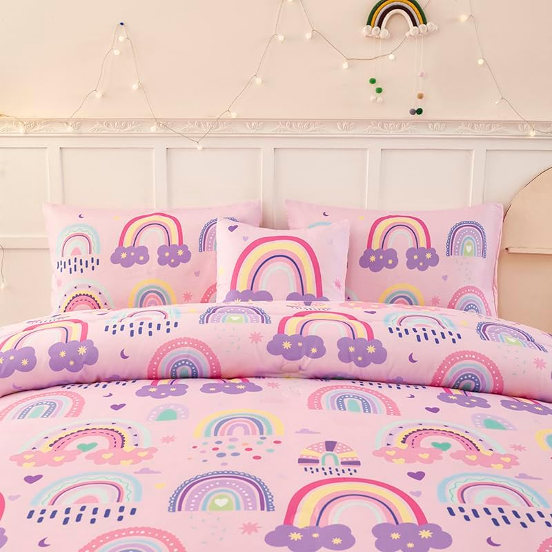 ANGIYUIN 6-Piece Rainbow Kids Comforter Set