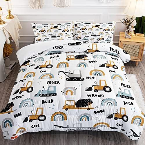 BailiPromise Cartoon Car Boys Comforter Set Queen Size 3Pcs
