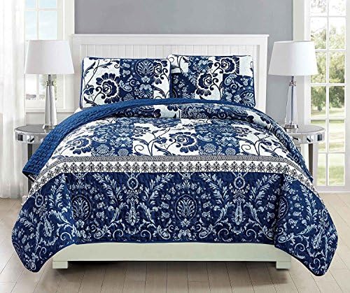 Fancy Linen 3pc Quilted Bedspread King Cover Set