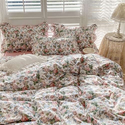 4 Piece Shabby Chic Duvet Cover Set for Girls Kids Teens