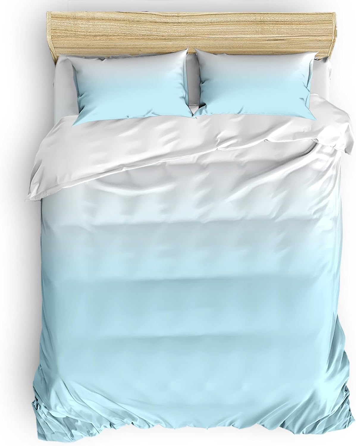 LooPoP 4PCS California King Comforter Set Gradient Blue White Ombre
