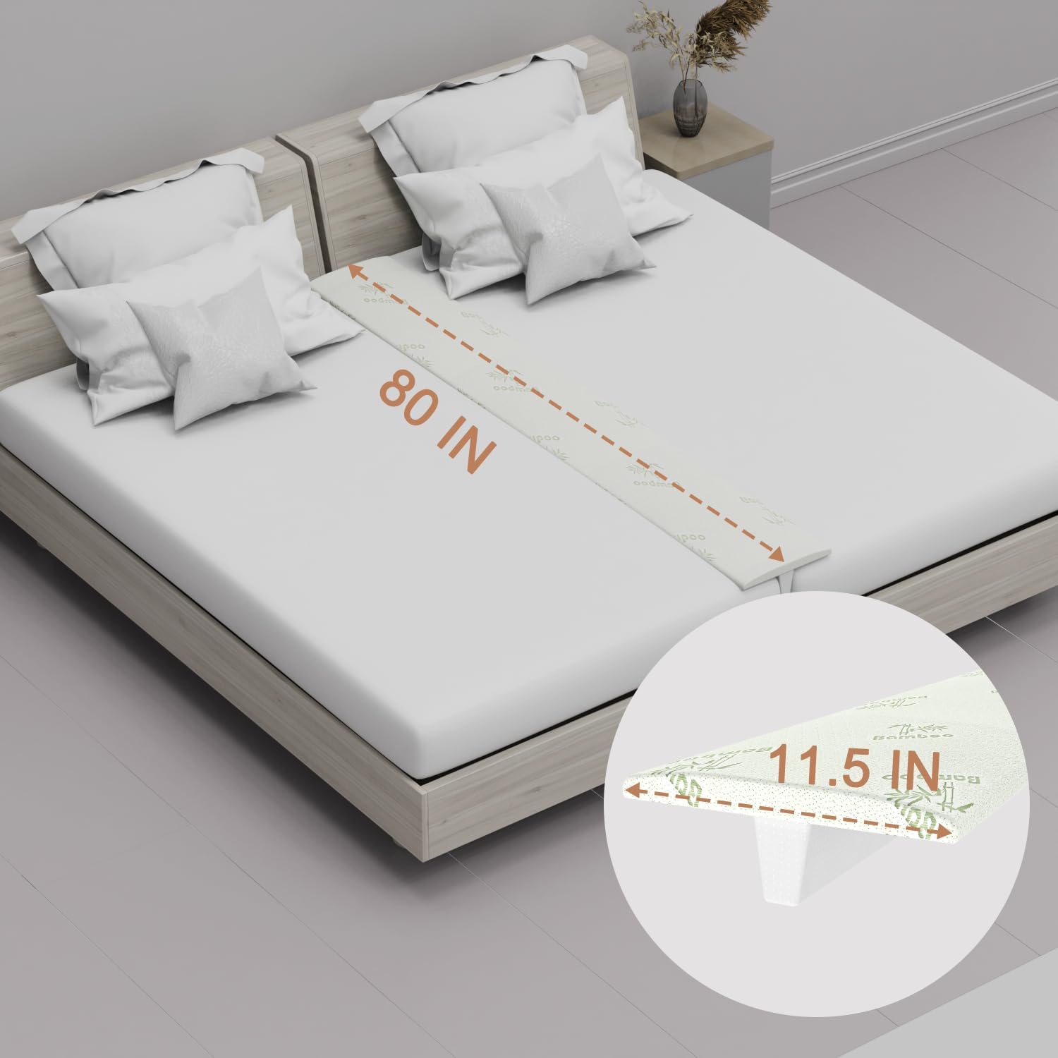 Limthe Bed Bridge Twin XL to King Converter Non-Slip Washable Cover