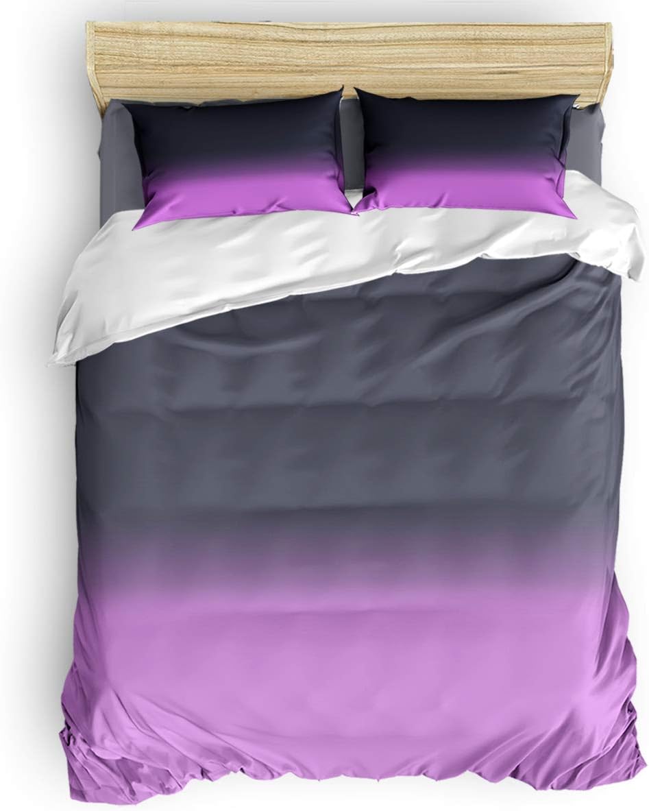 LooPoP 4PCS California King Duvet Set Purple Grey Ombre
