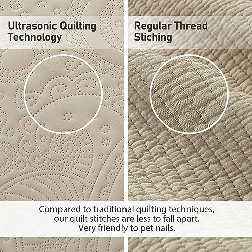 Qucover Alaska King Bedspread Set 3 Piece Paisley Microfiber