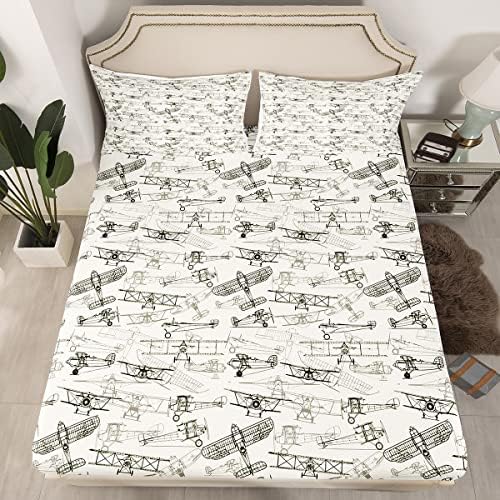 Feelyou Kids Flight Sheet Set King Size Grey White Bedding Set