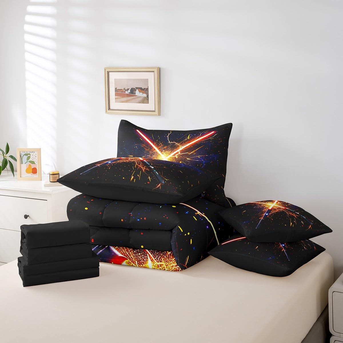 Feelyou Lightsaber 7-Piece Kids Bedding Set