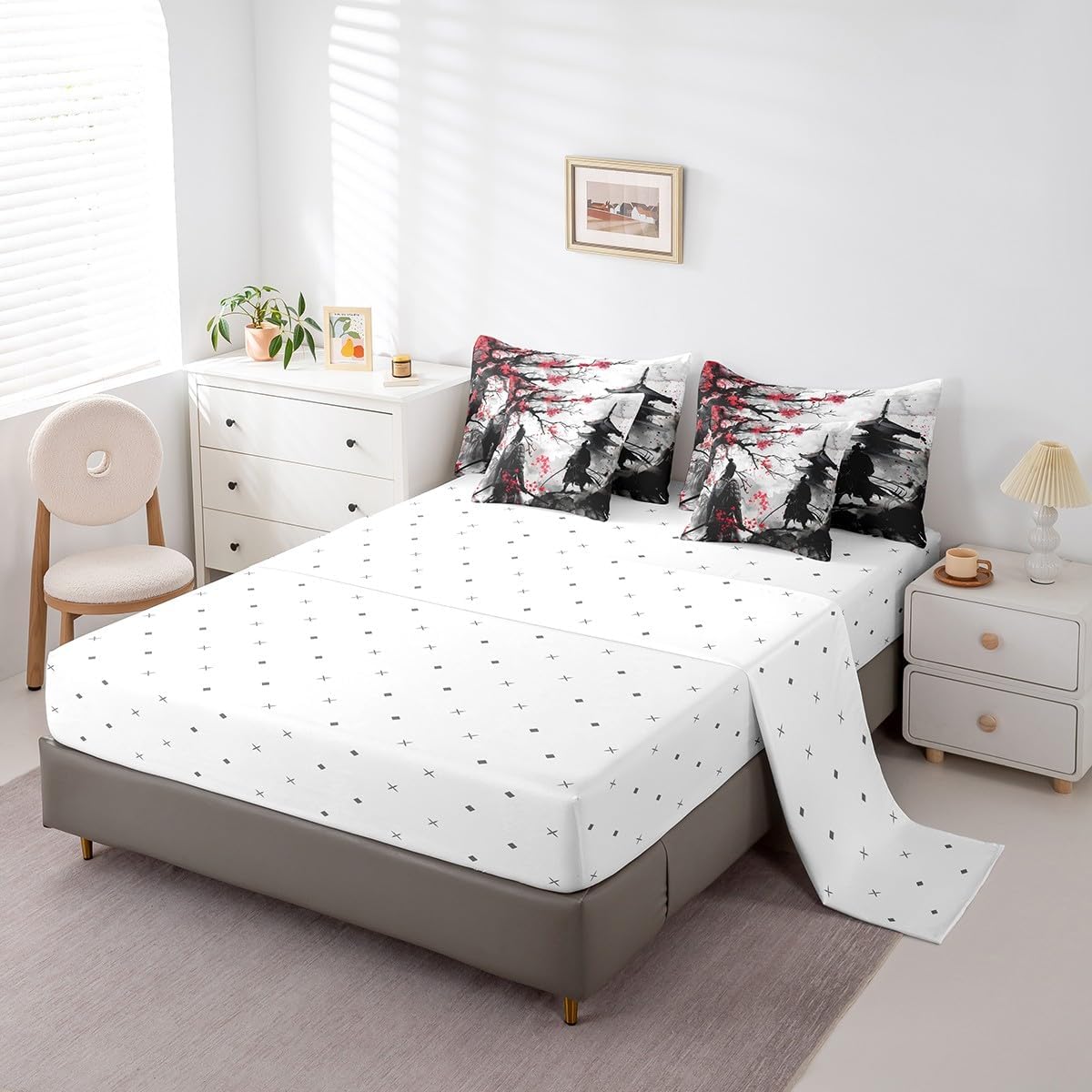Feelyou Japanese Samurai King Size Comforter Set 7 Pieces