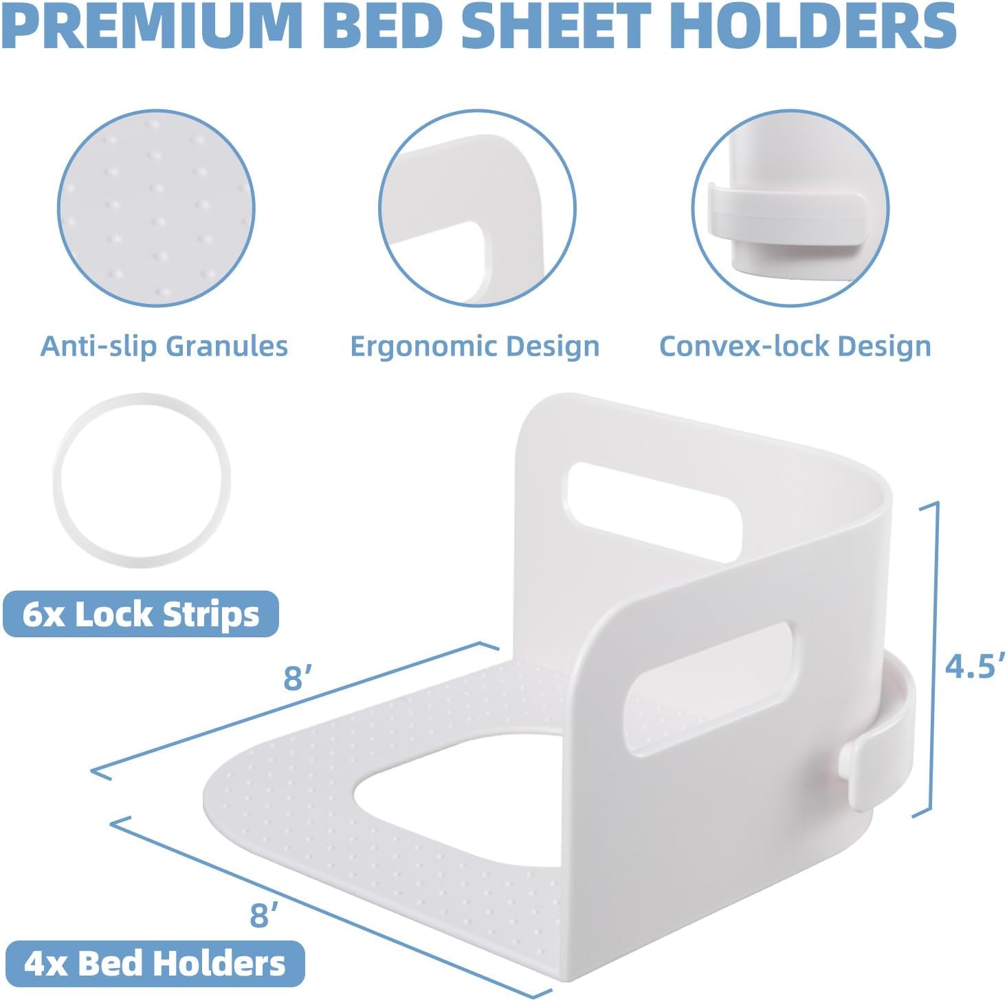 SARIUROS Bed Sheet Holders with Silicone Rings