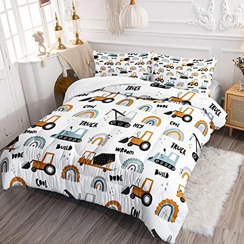BailiPromise Cartoon Car Boys Comforter Set Queen Size 3Pcs
